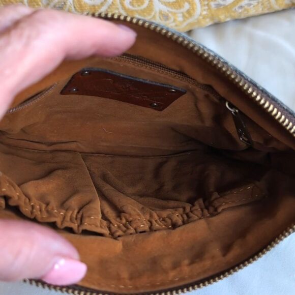 Patricia Nash Cassini White/Aqua Metallic Cow Hair Medium Clutch With Crystals - Picture 7 of 16